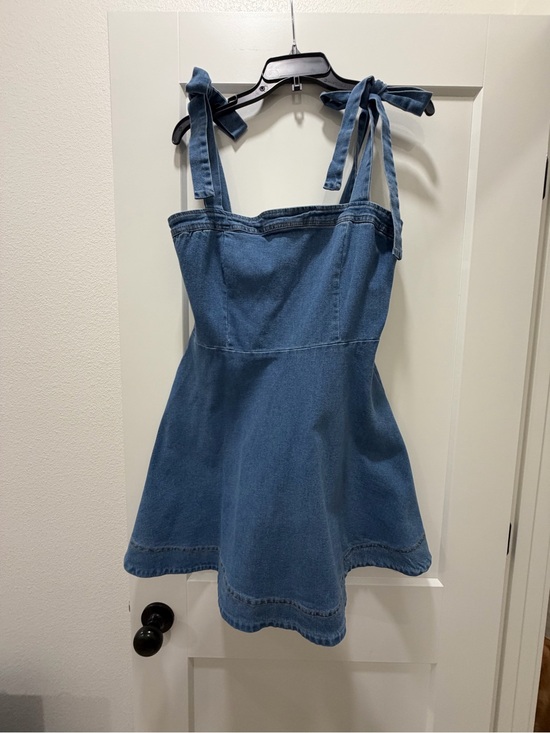 Dresses & Skirts - Denim Tie-Strap Mini Dress - Medium Blue